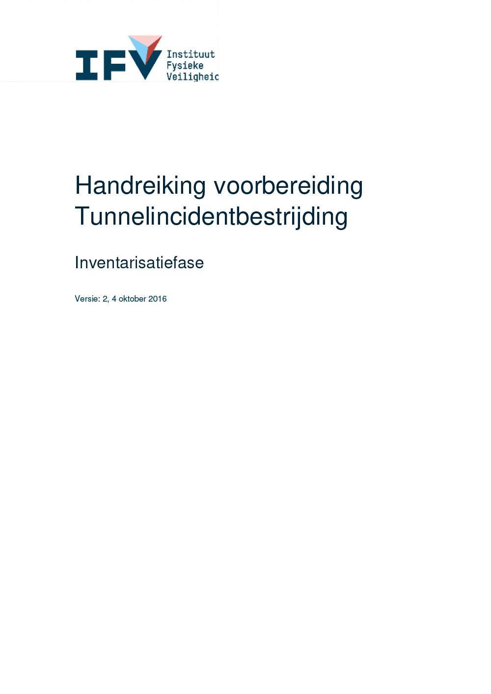 Handreiking voorbereiding Tunnelincidentbestrijding